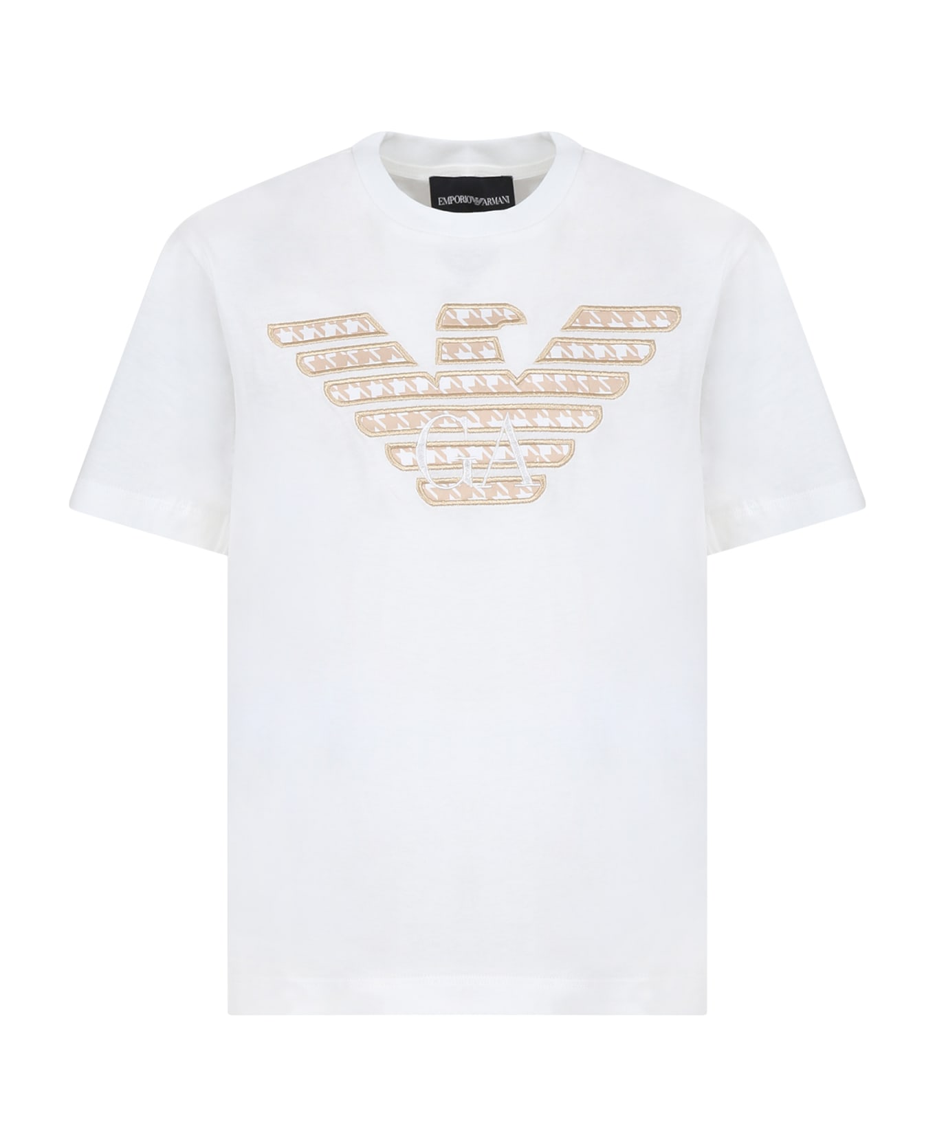 Armani Collezioni White T-shirt For Boy With Eagle - White