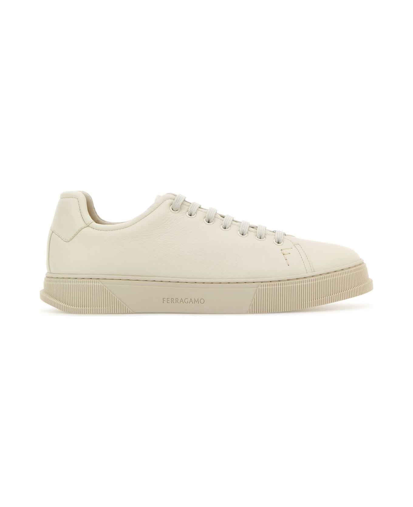 Ferragamo Ivory Leather Sneakers - MASCARPONE
