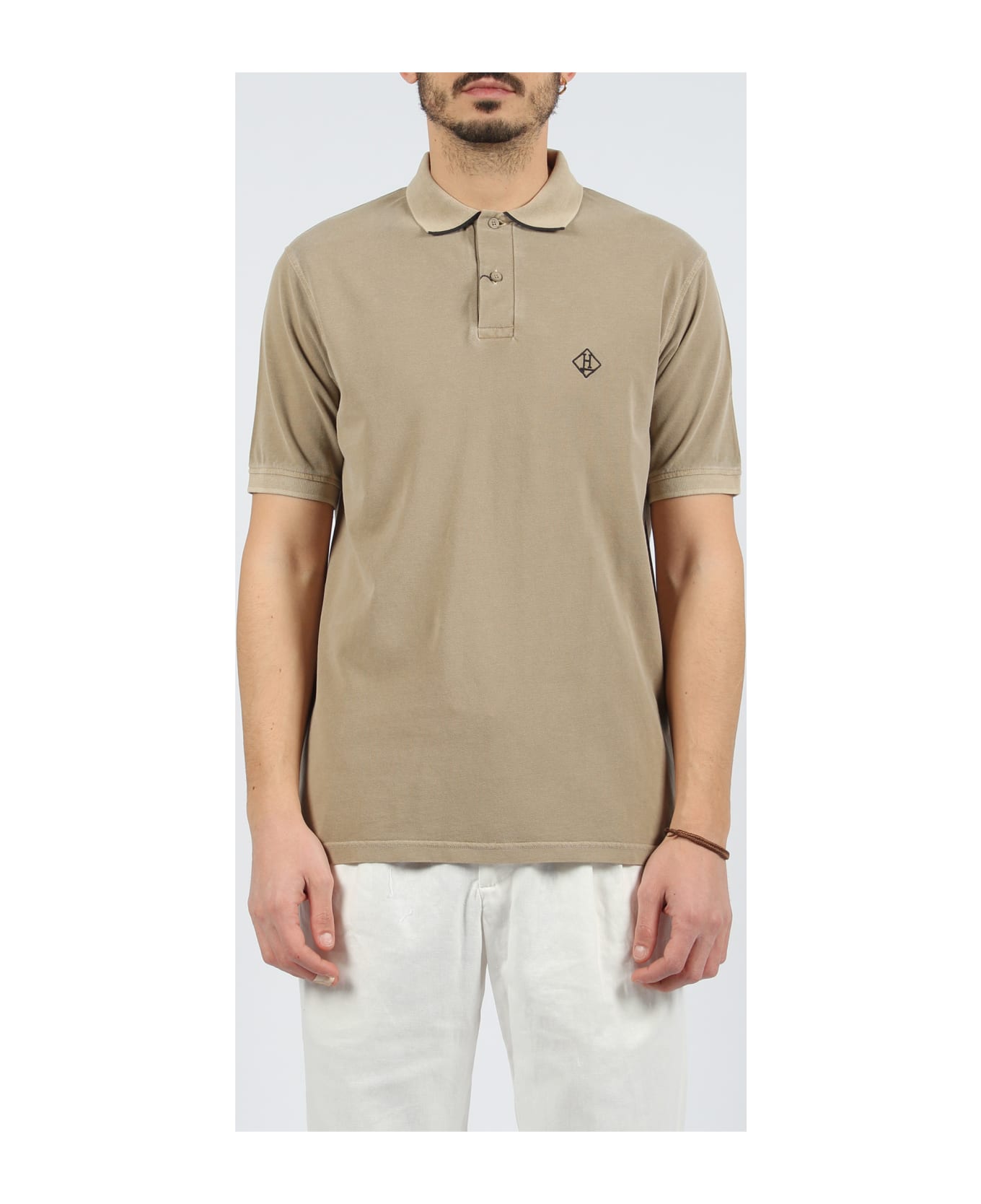 Herno Logo Embroidered Polo Shirt - Light Brown