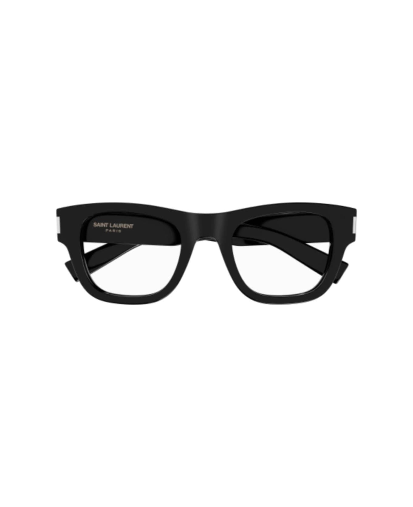 Saint Laurent Eyewear Square Frame Glasses - 001 black black transpare