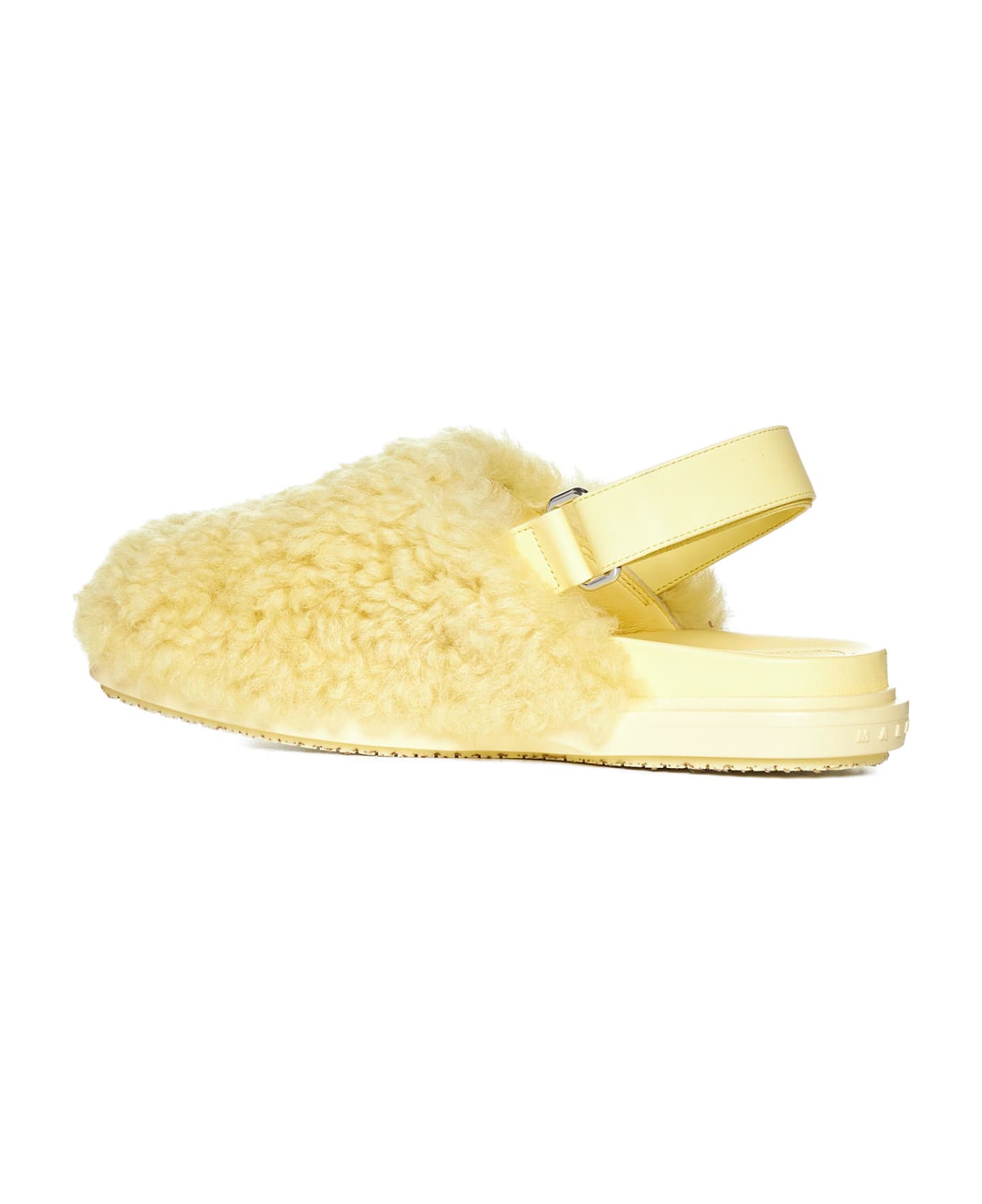 Marni Slipper With Fur And Adjustable Strap - Pineapple