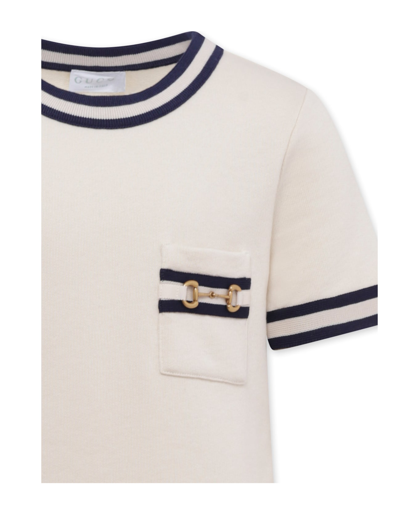 Gucci Ivory Dress For Girl With Horsebit - Ivory