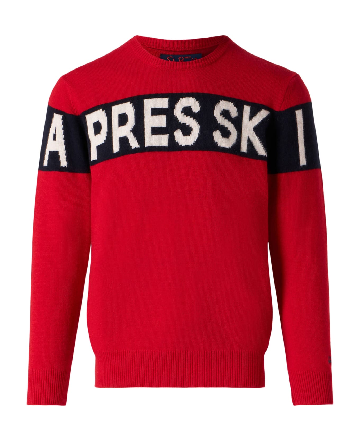 MC2 Saint Barth Man Sweater With Apres Ski Lettering - RED