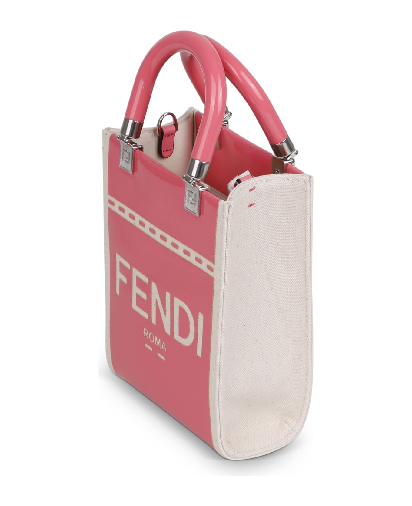 Fendi Sunshine Mini Bag In Canvas And Patent Leather