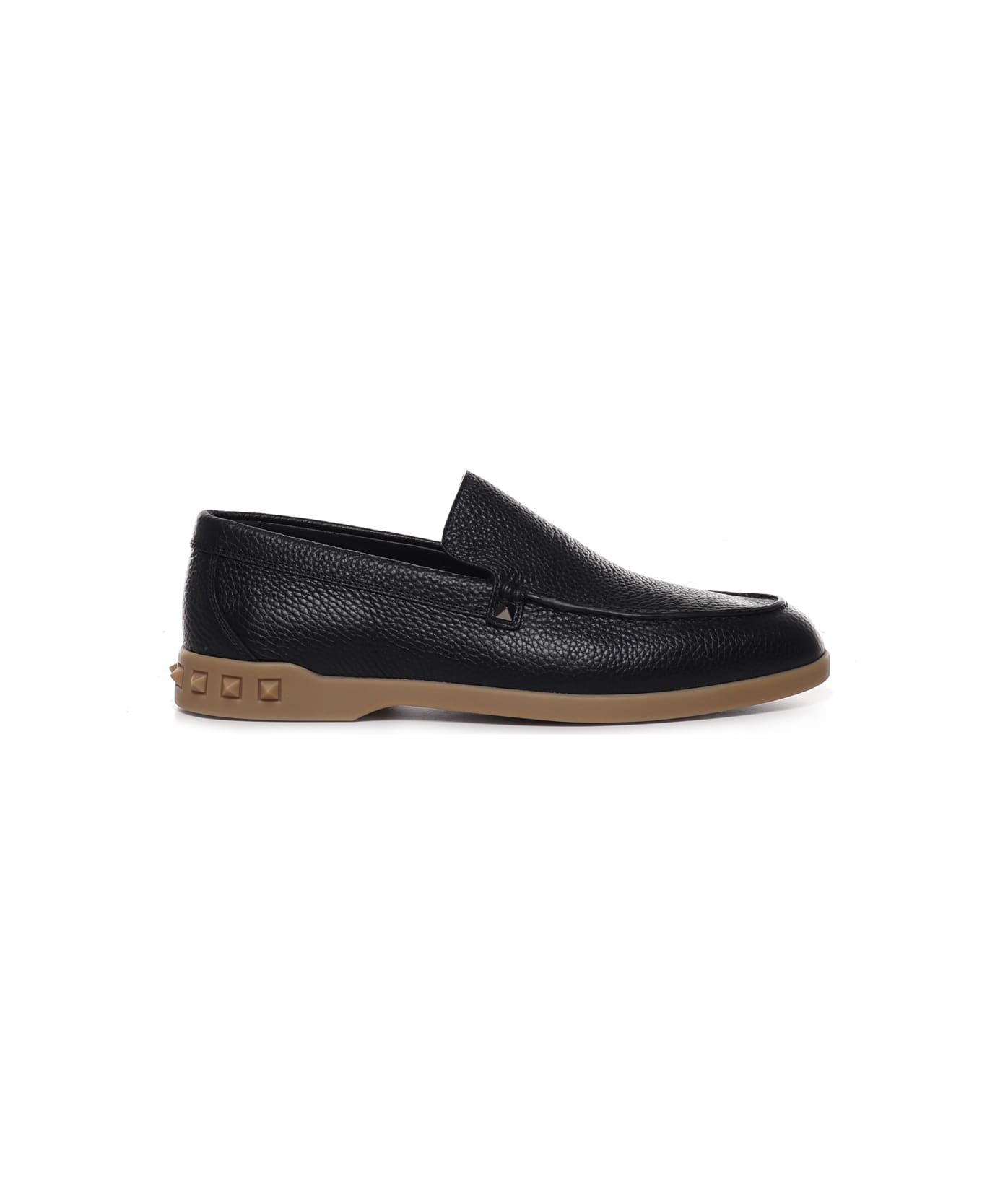 Valentino Garavani Leisure Flows Slip-ons In Grained Calfskin - Black
