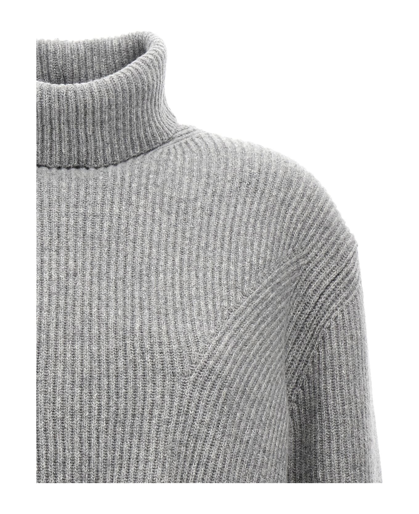 Pinko Turtleneck Sweater In Wool And Cashmere - Grigio