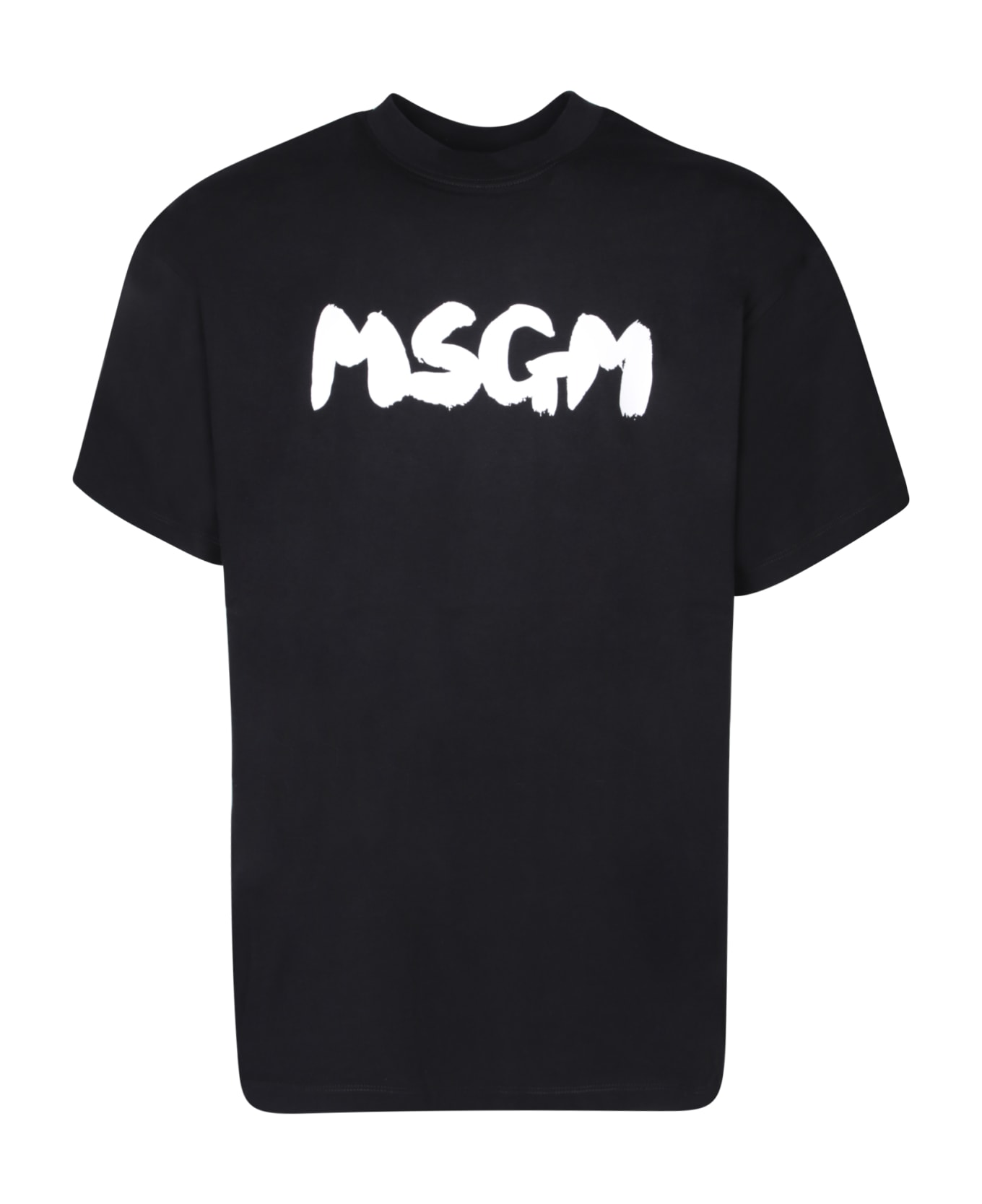 MSGM Oversize Logo Black Brushed T-shirt - Black
