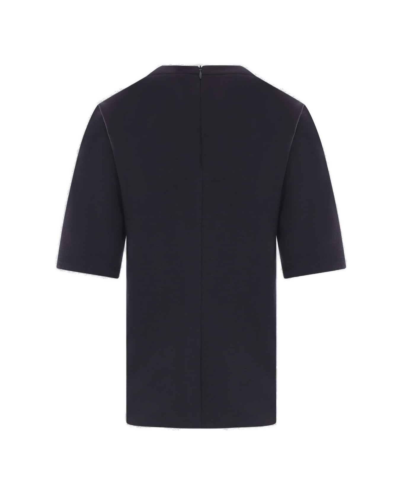 Max Mara Zip Detailed Crewneck T-shirt - Blue