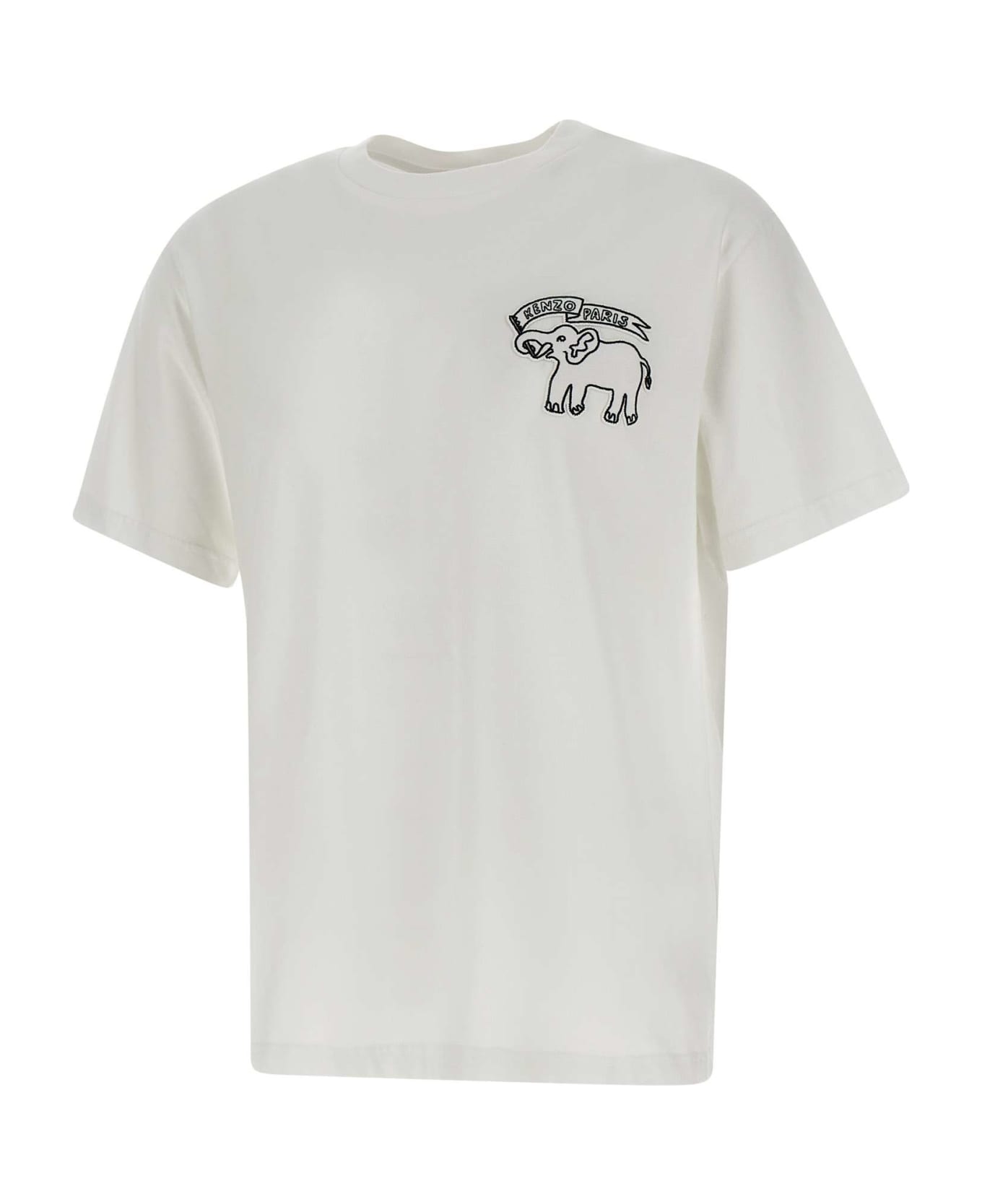 Kenzo T-shirt " Elephant Flag Classic In Cotone - WHITE