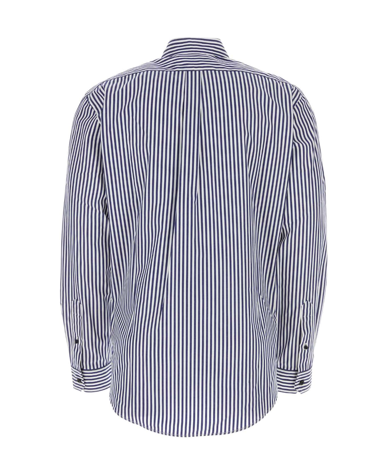 Y/Project Embroidered Poplin Oversize Shirt - NAVYWHITE