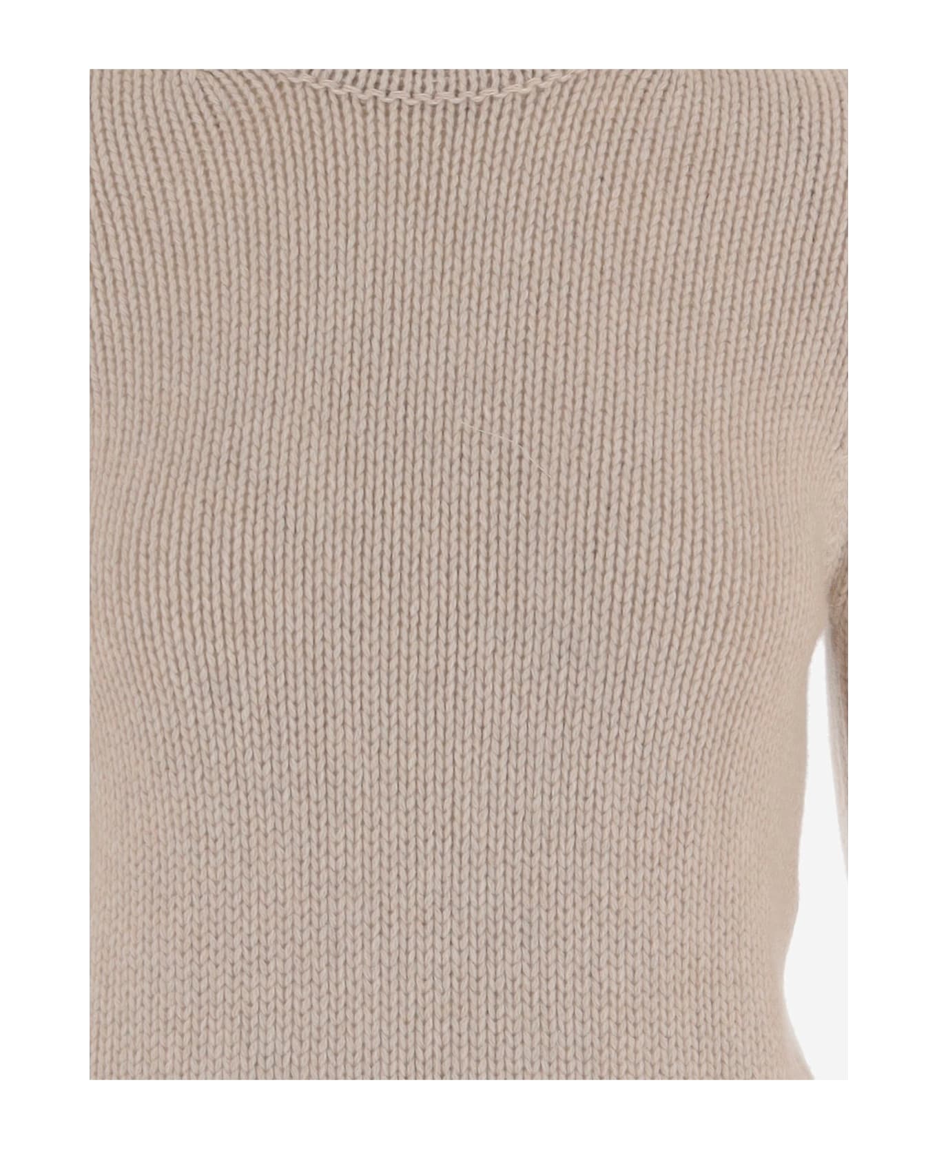 Magda Butrym Cashmere Sweater With High Neck And Wavy Hem - Ivory