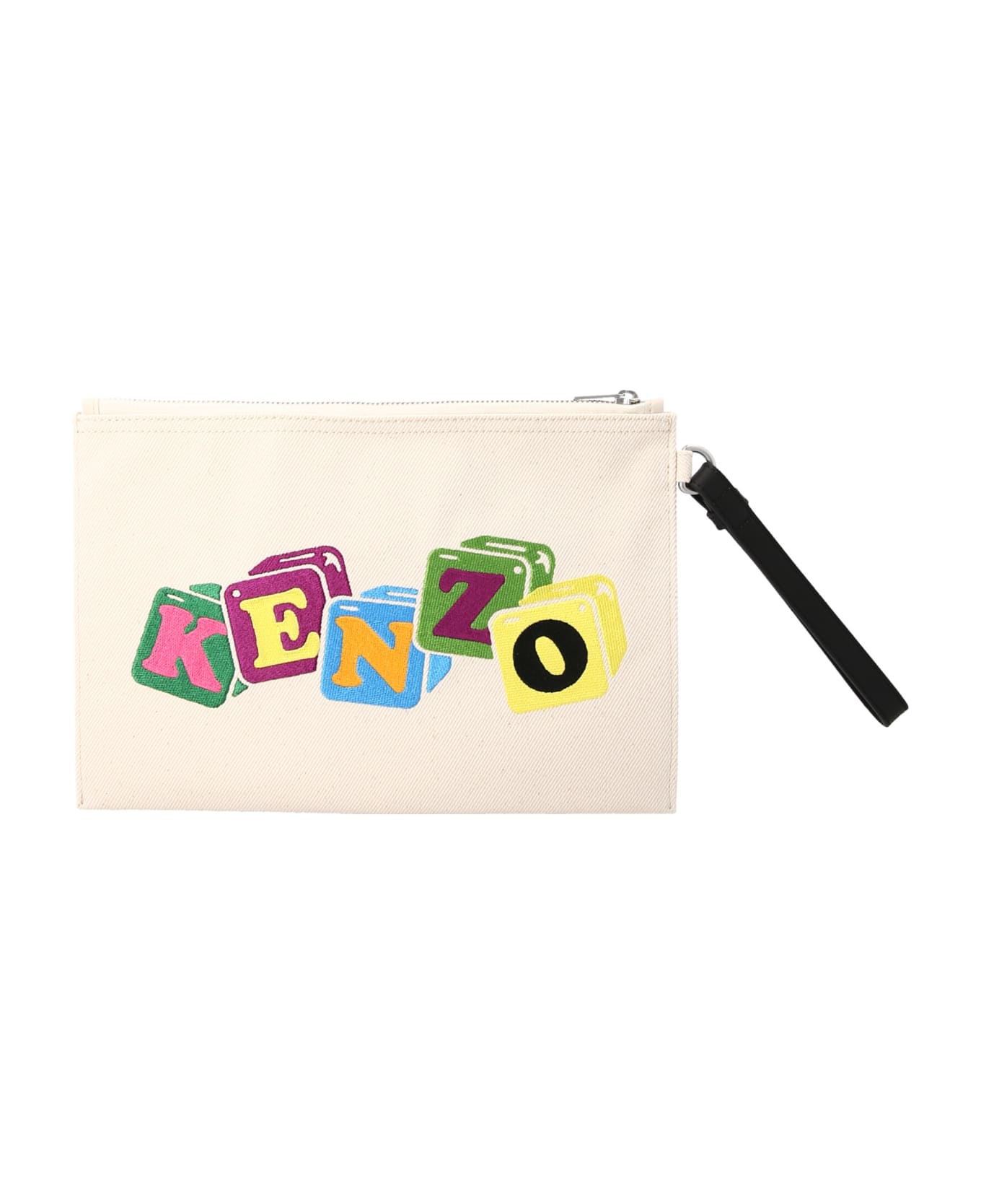 Kenzo Embroidered Clutch - Beige クラッチバッグ
