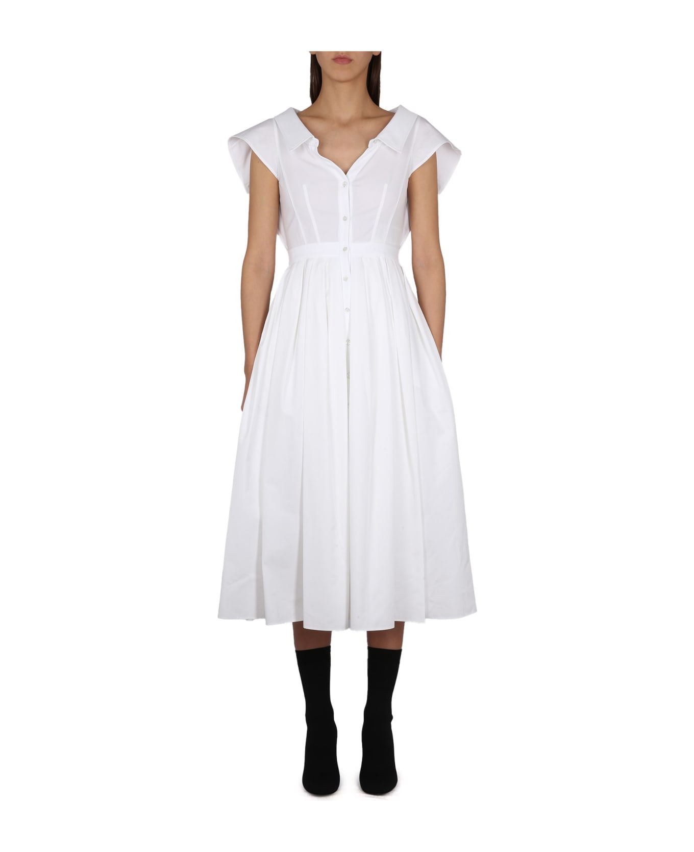Alexander McQueen Wide Neck Long Dress - Bianco