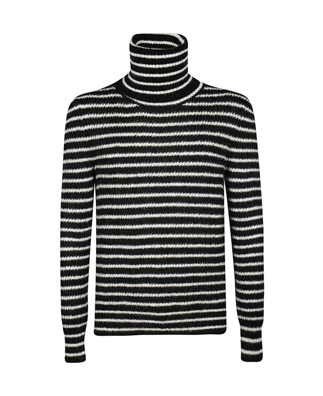 Saint Laurent Wool Striped Sweater - Black ニットウェア