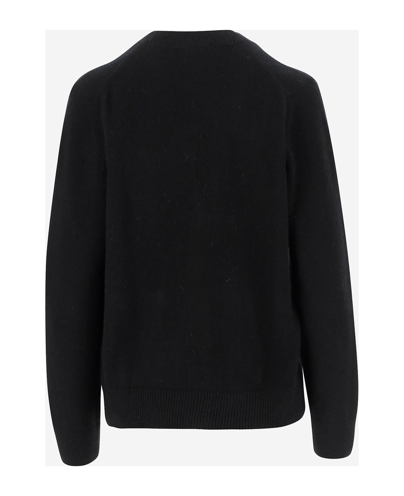 Maison Kitsuné Wool Cardigan With Fox Patch - Black