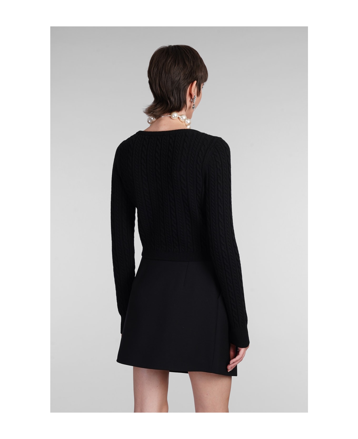 Alessandra Rich Cardigan In Black Wool - black