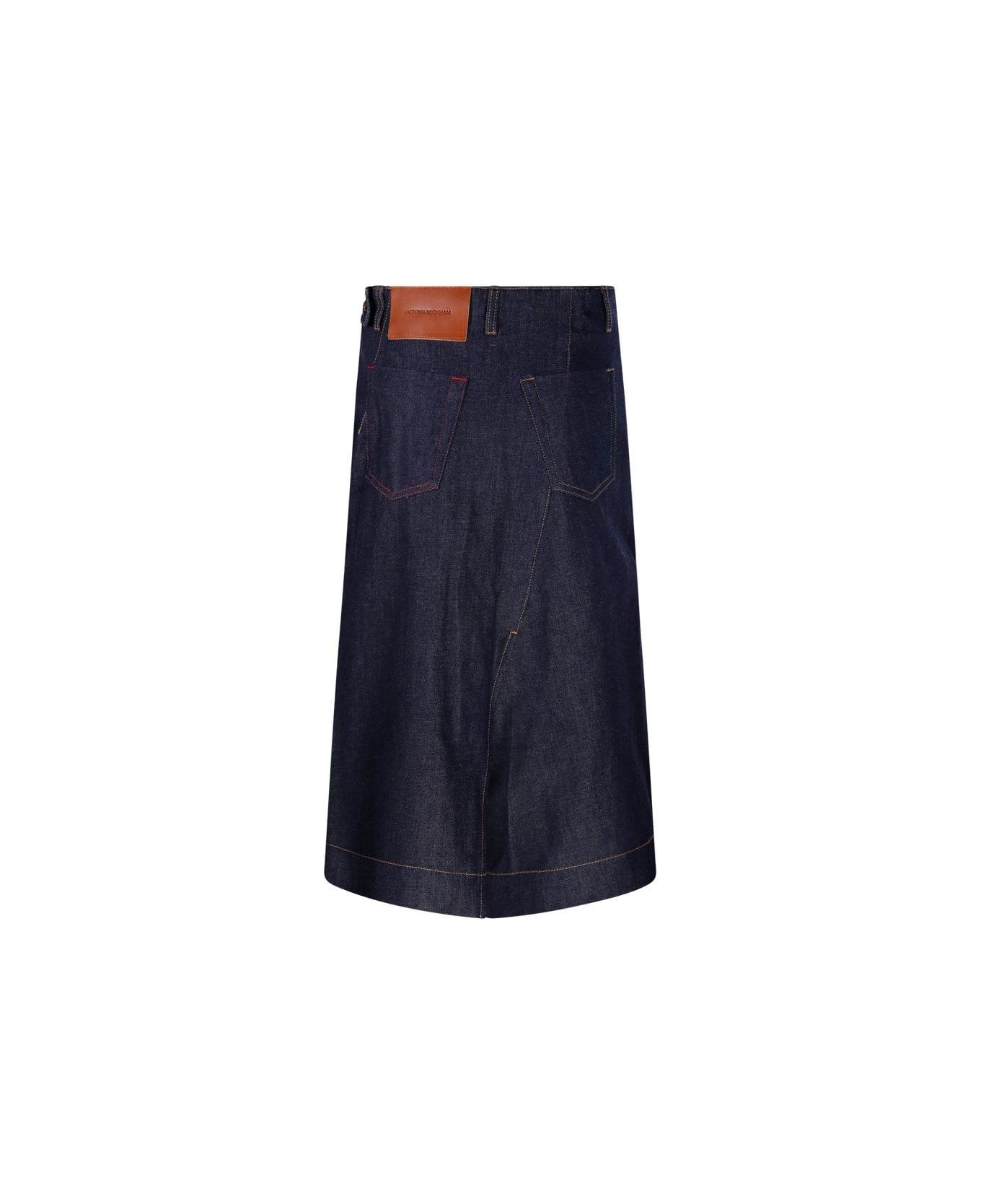 Victoria Beckham Denim Midi Skirt - Nero