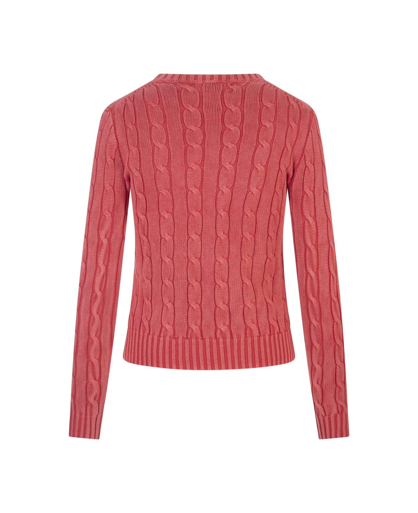 Ralph Lauren Coral Cable Cotton Sweater - Red