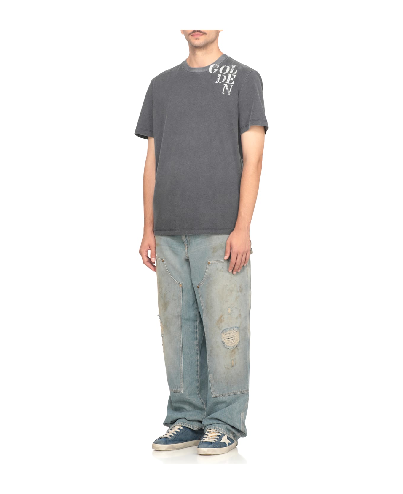 Golden Goose T-shirt With Logo - Blue