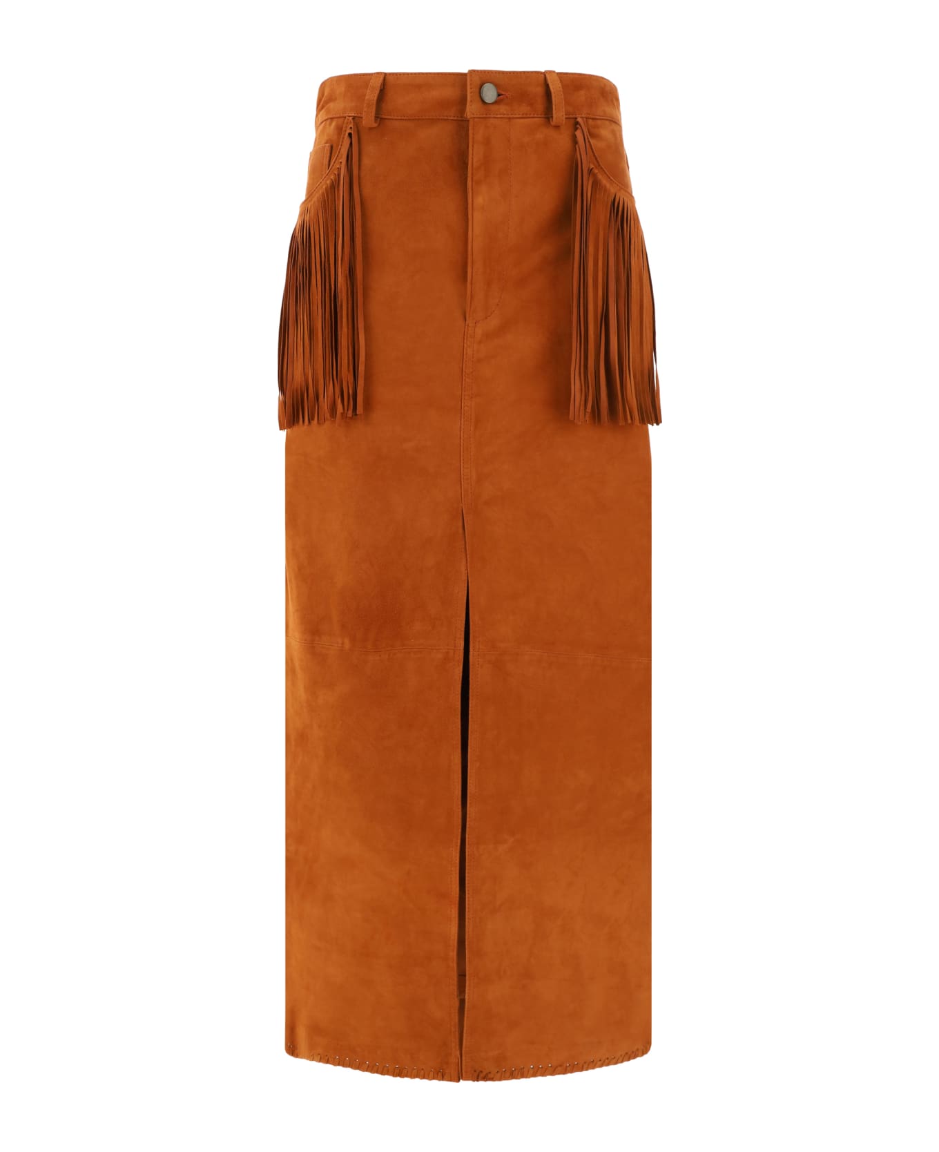 Wild Cashmere Leather Skirt - Cognac 390