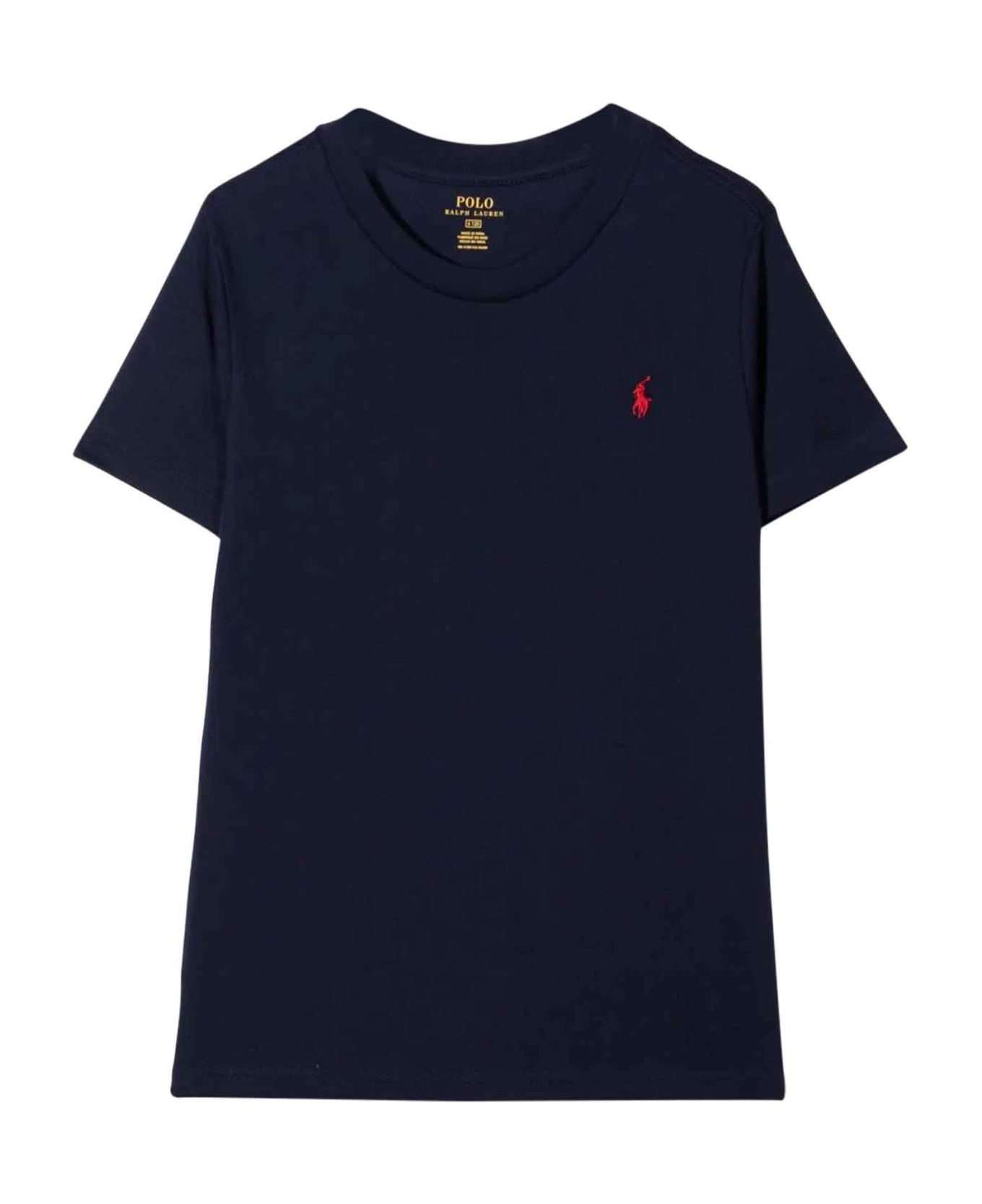 Ralph Lauren Blue T-shirt With Red Logo - Cruise Navy