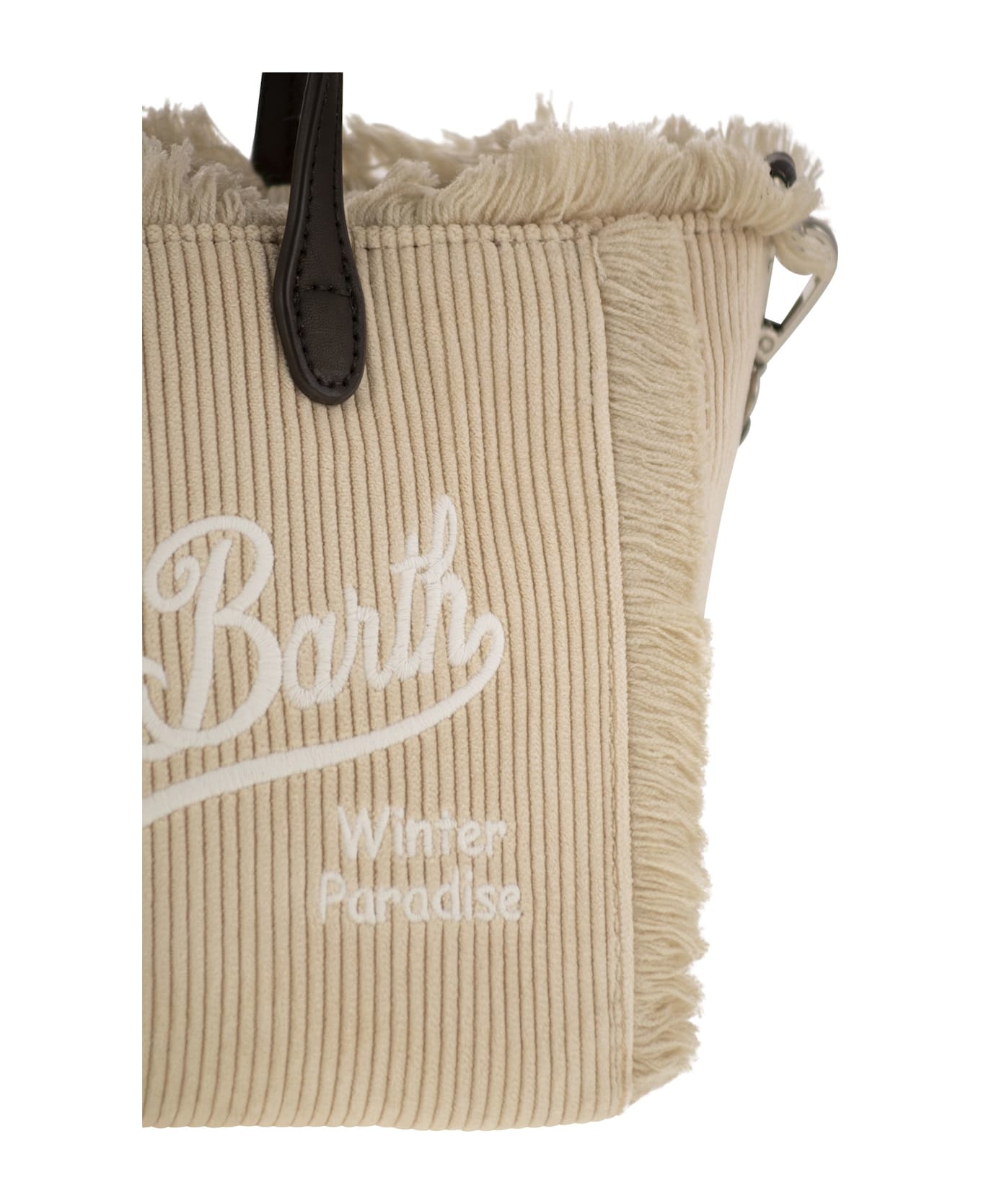 MC2 Saint Barth Mini Vanity Bag With Bangs And Embroidered Logo - Beige