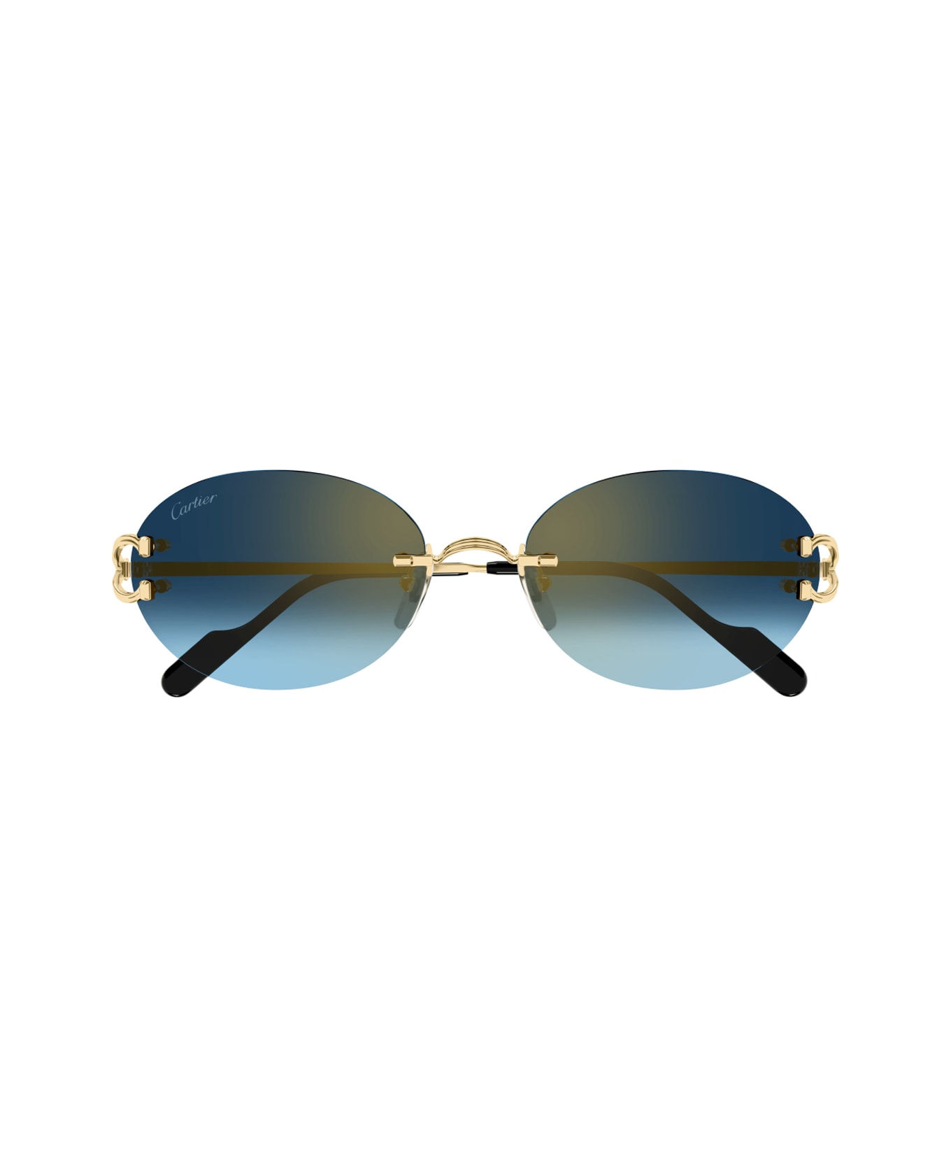 Cartier Eyewear Cartier Ct0551s Décor C Classique 002 Gold Blue Sunglasses - Oro
