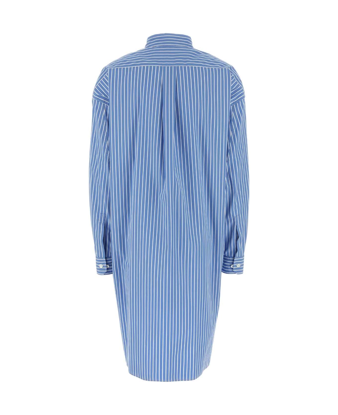 Miu Miu Printed Poplin Shirt Dress - AZZURRO