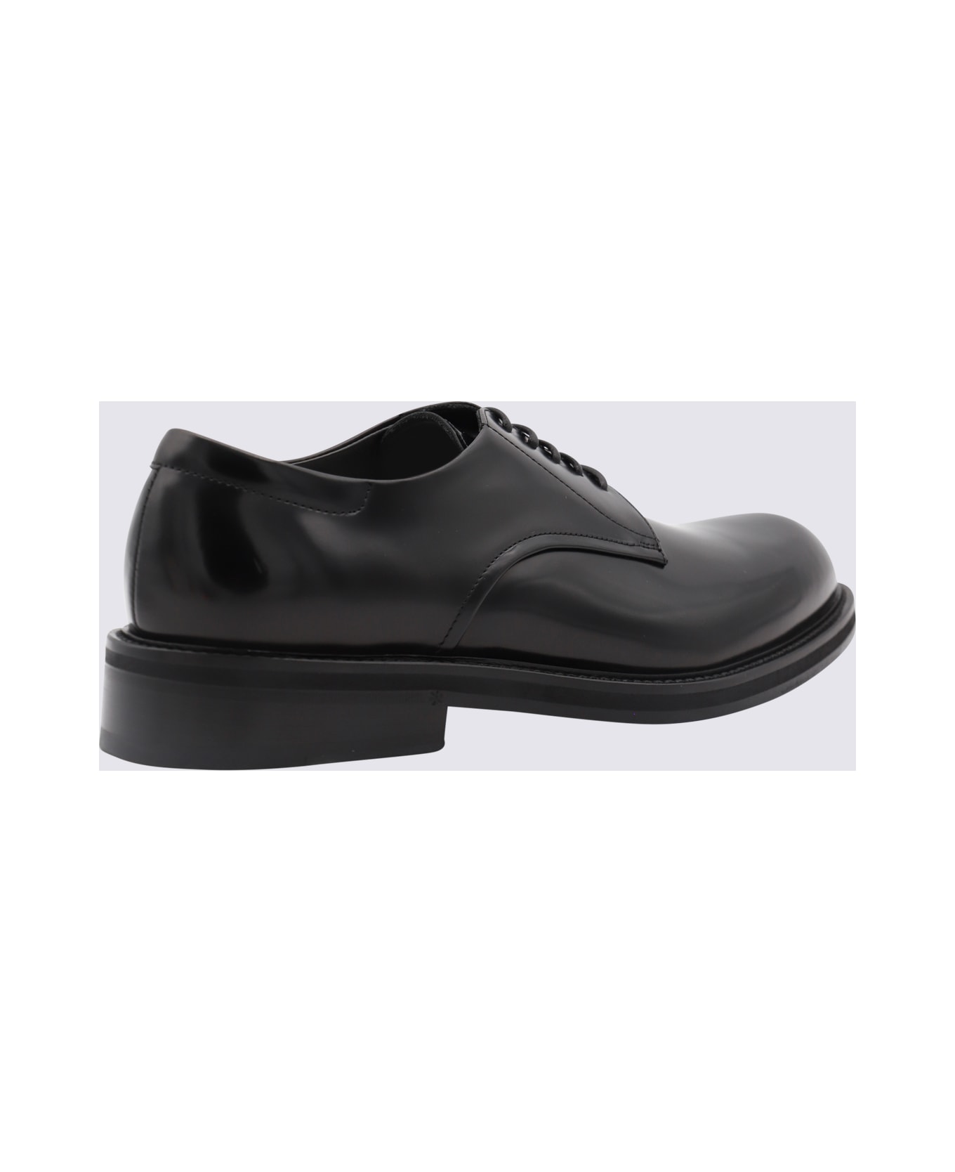 Canali Black Leather Lace Up Shoes