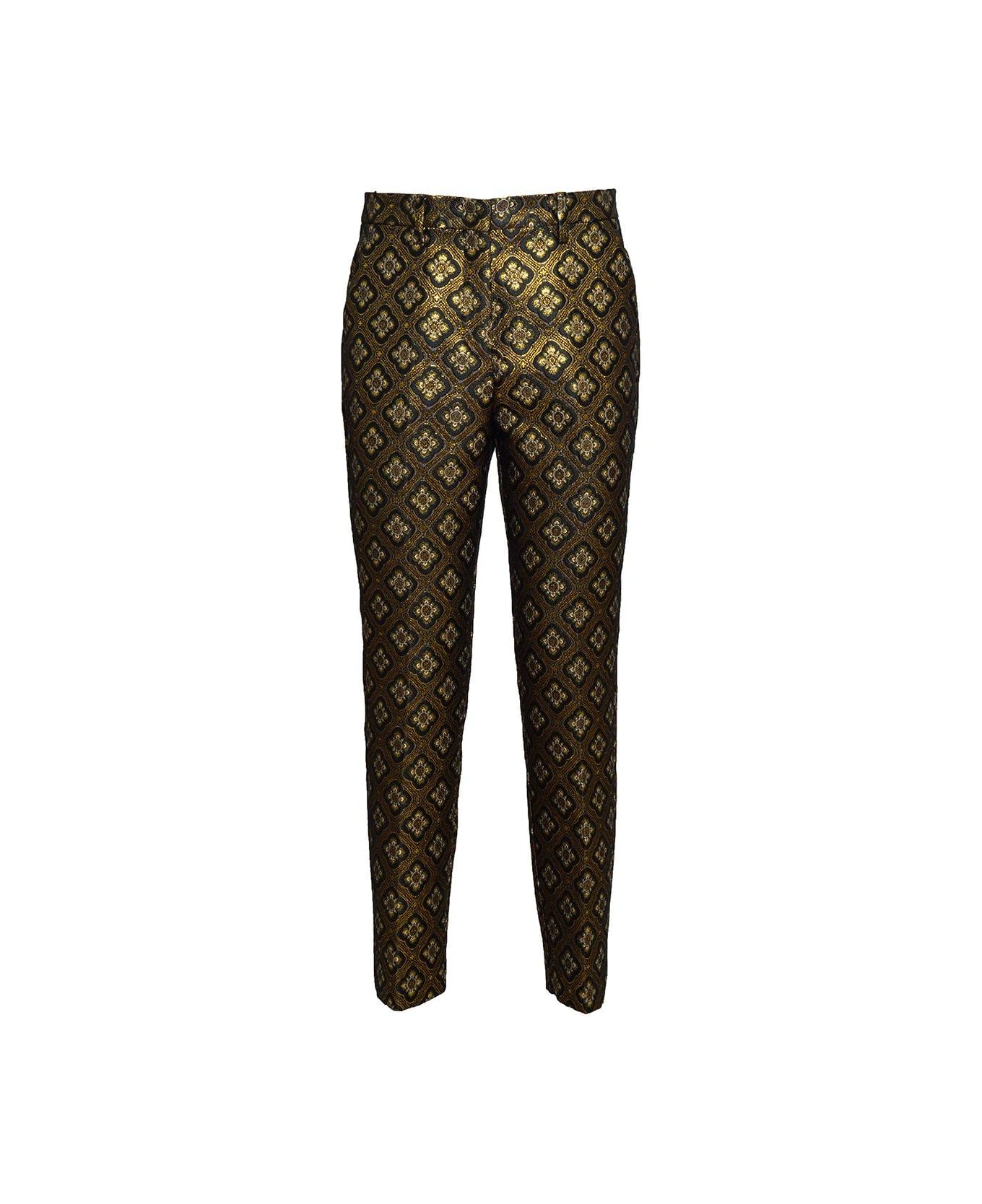 Etro Embroidered-motif Cropped Trousers - Nero/oro