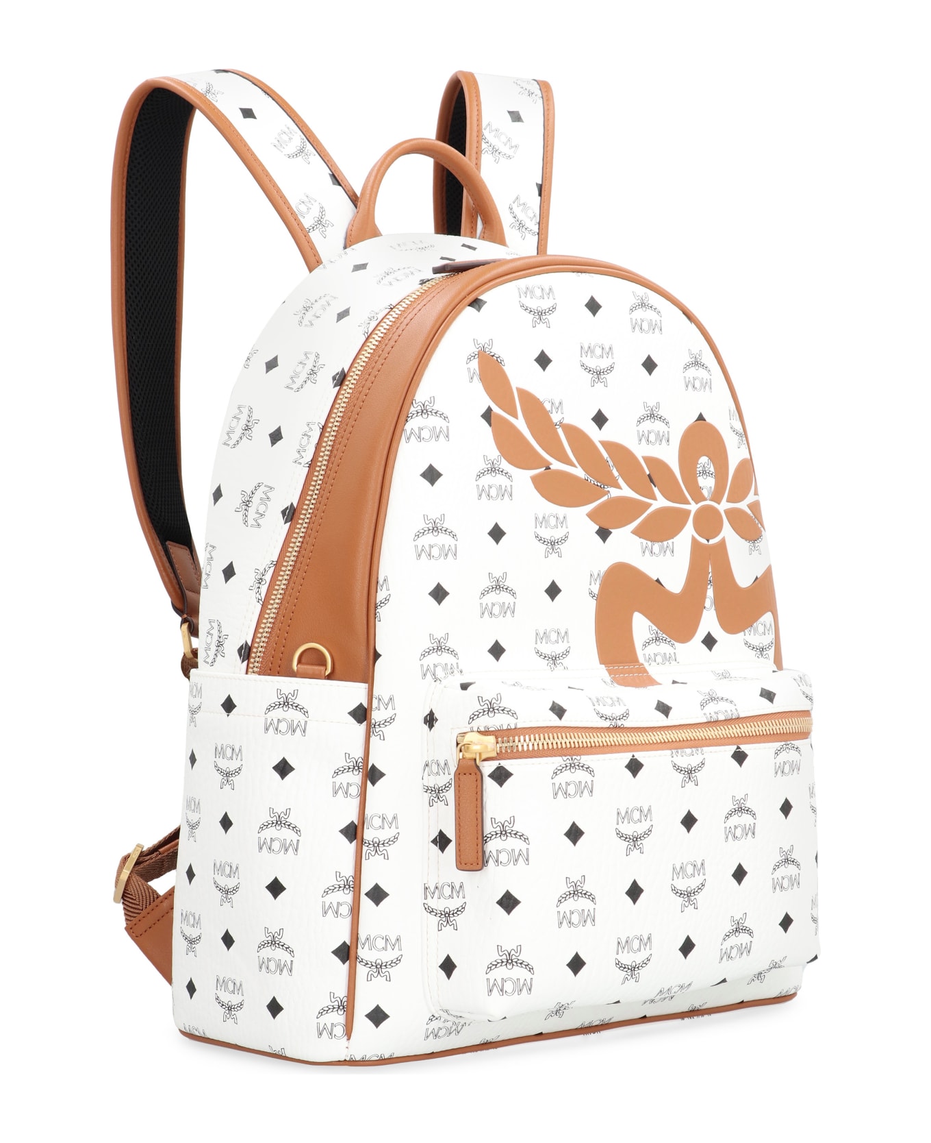 MCM Stark Mega Laurel Medium Visetos Backpack - White