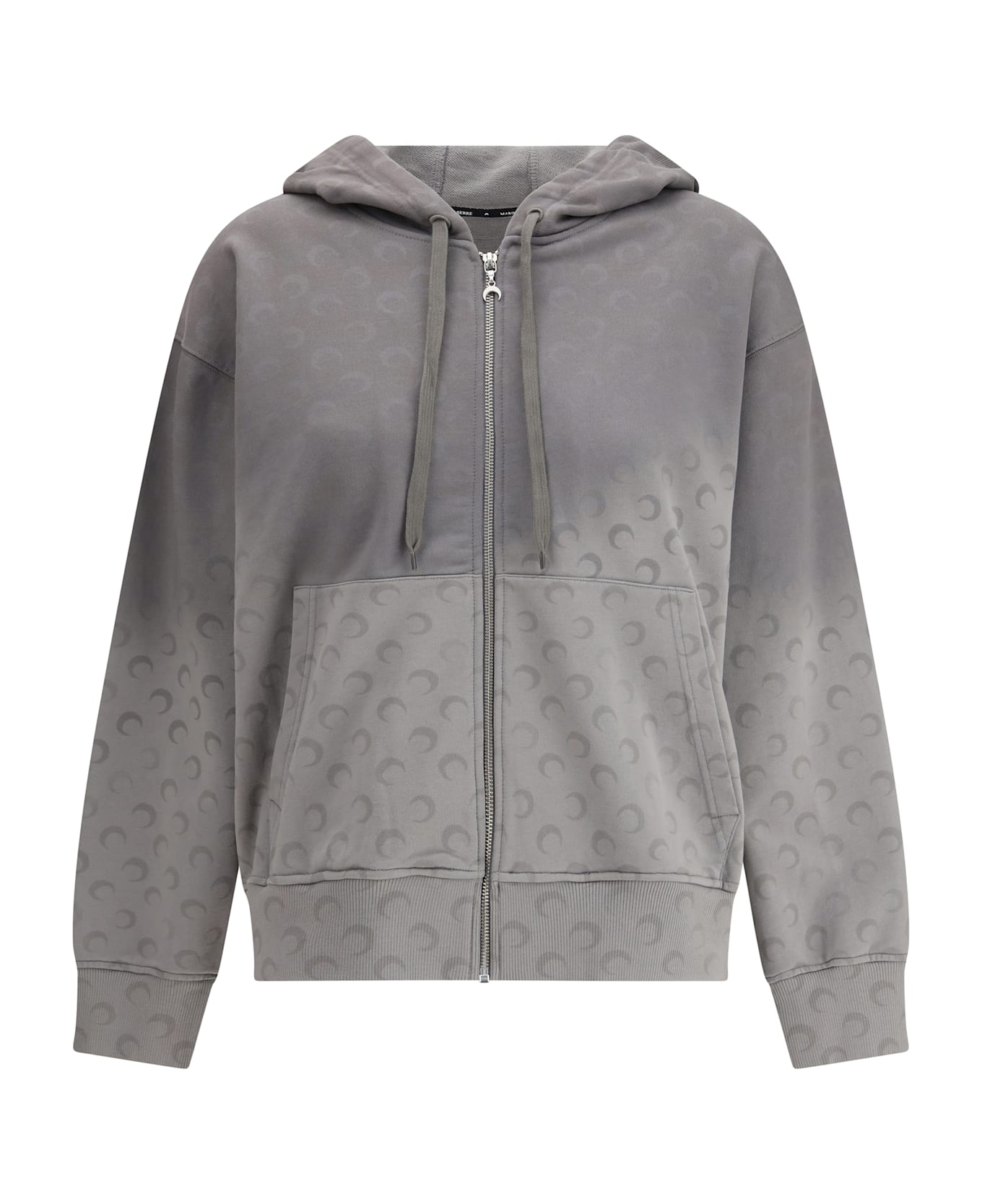 Marine Serre Faded Moon Fleece Zipped Hoodie - GREY