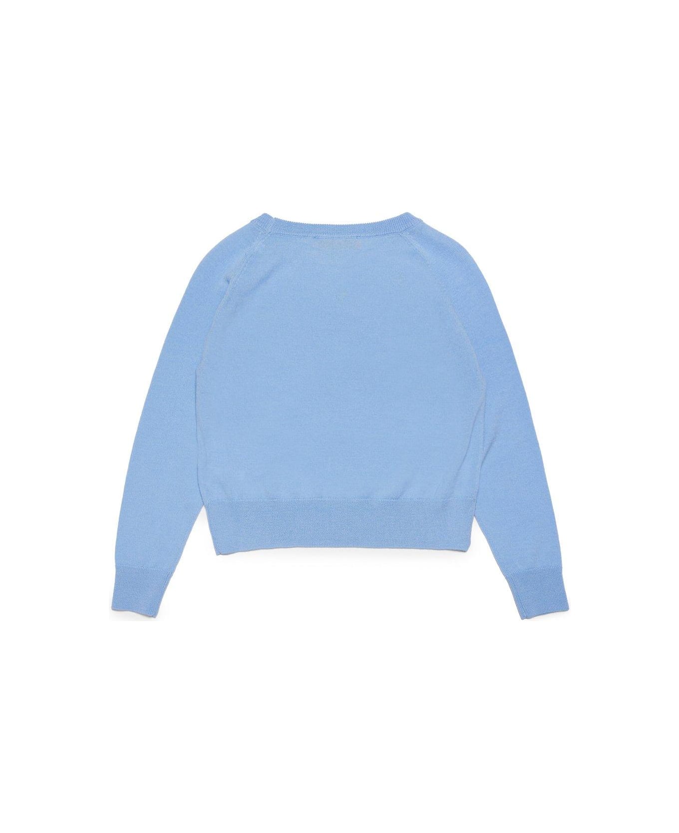 Max&Co. Heart Embroidered Knitted Jumper - Blue