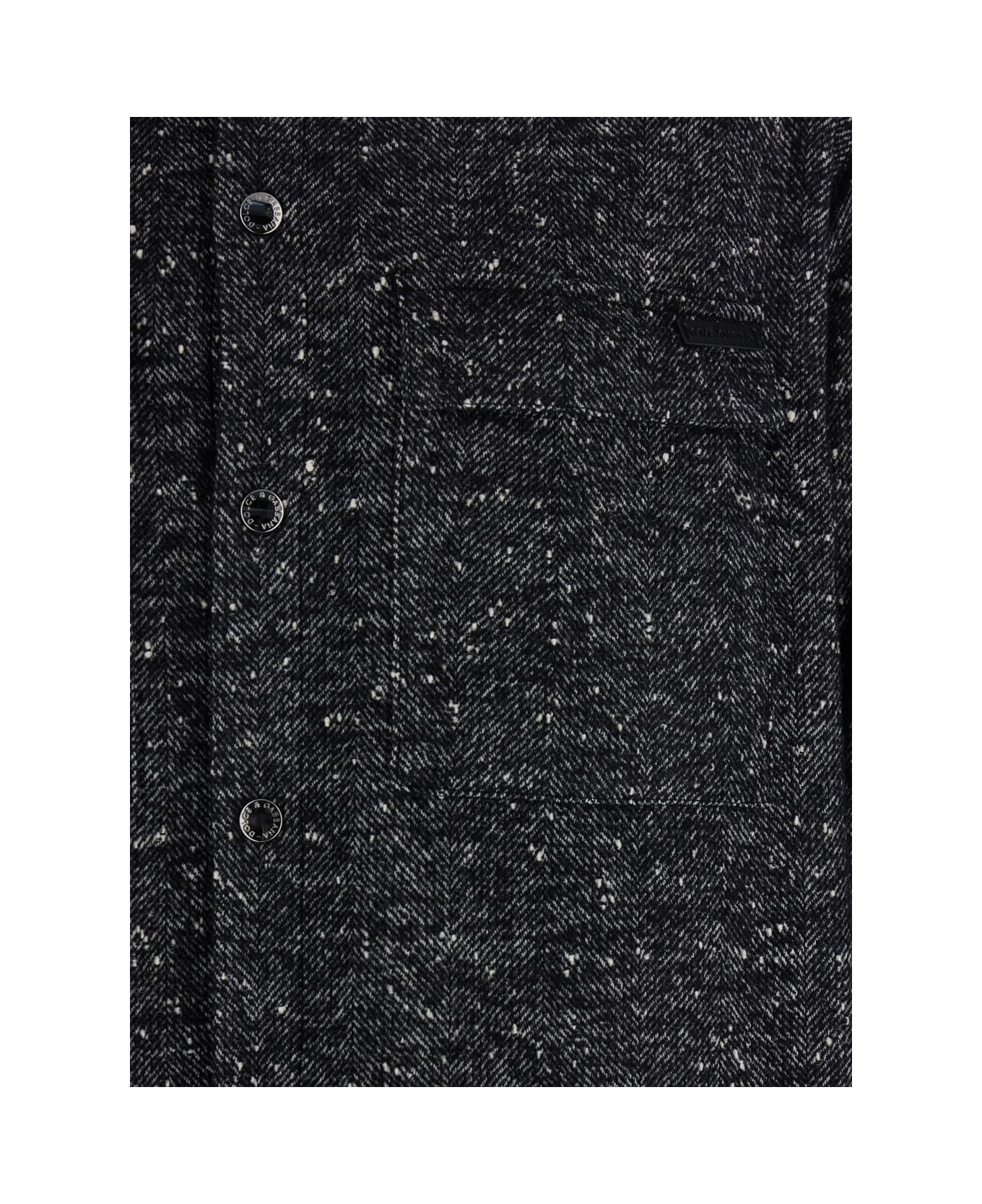 Dolce 
Gabbana Dark Grey Shirt With Classic Collar And Chest Pockets In Fabric Man - Grey