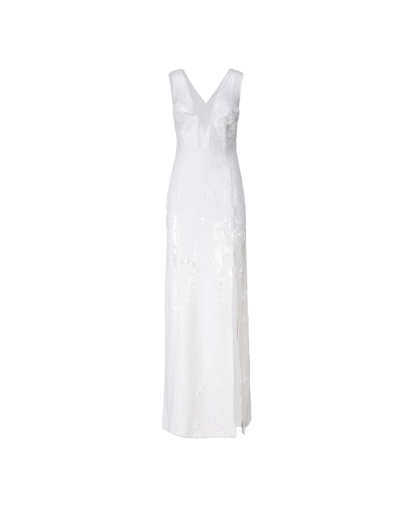 Genny Sequined Evening Dress - White