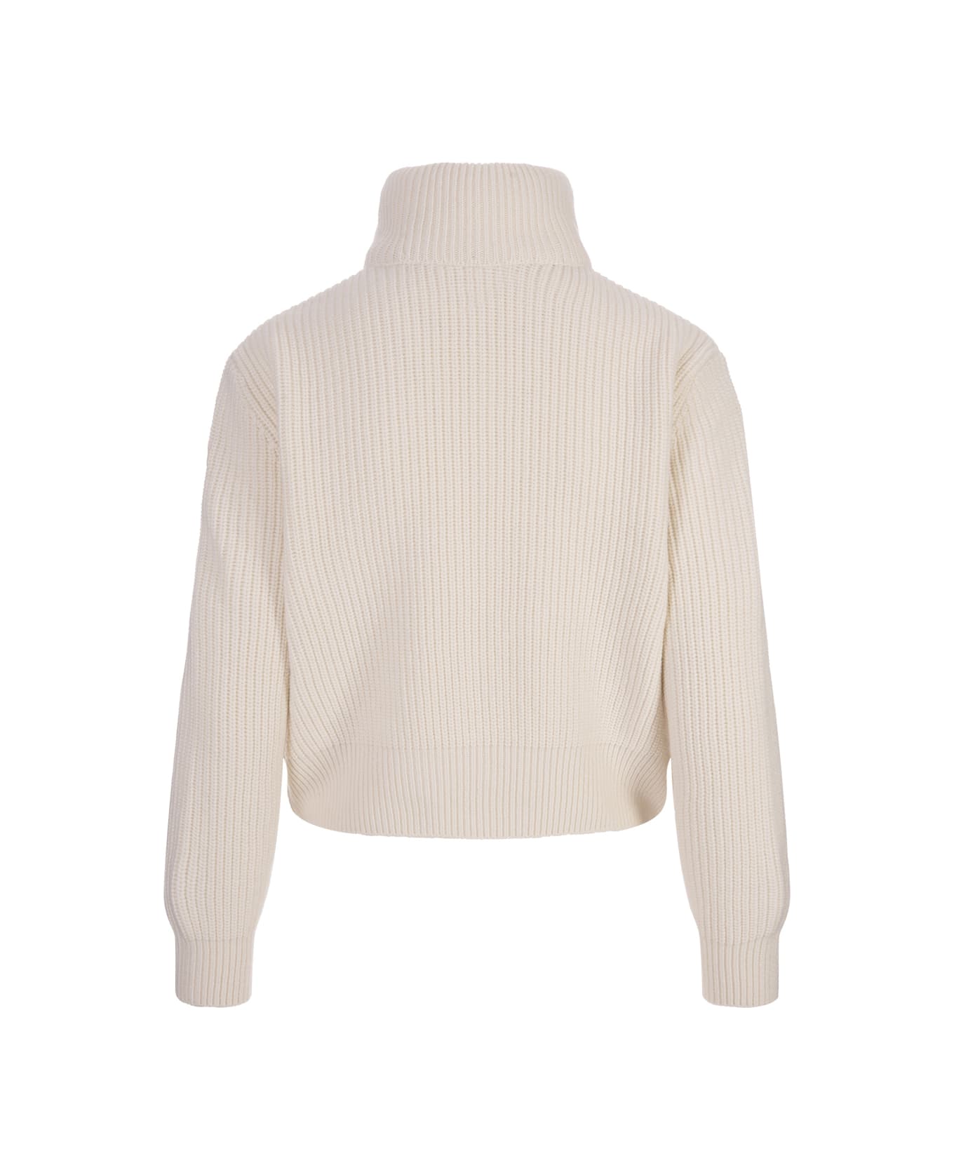 Moncler White Padded Cardigan In Wool - White