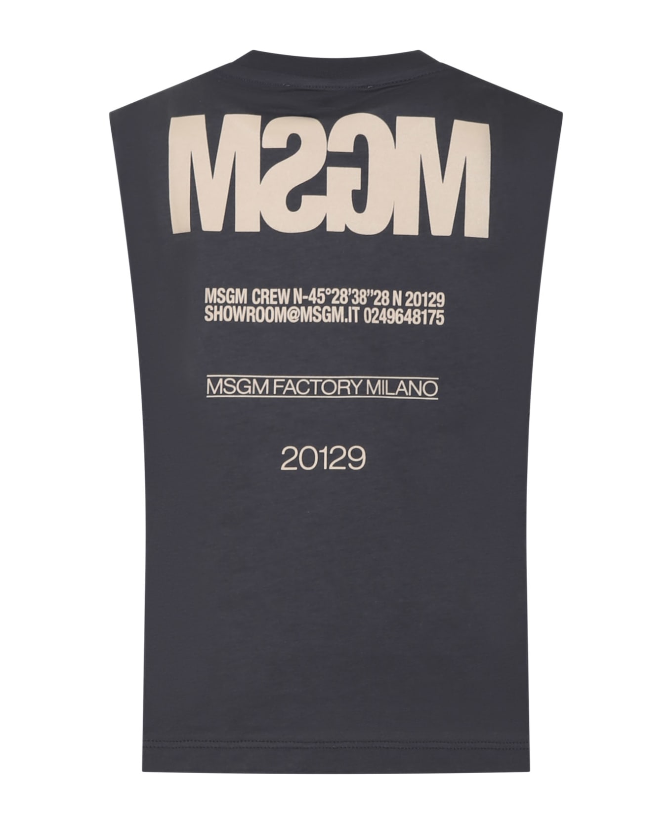 MSGM Grey Tank Top For Boy With Logo And Writing - Grey