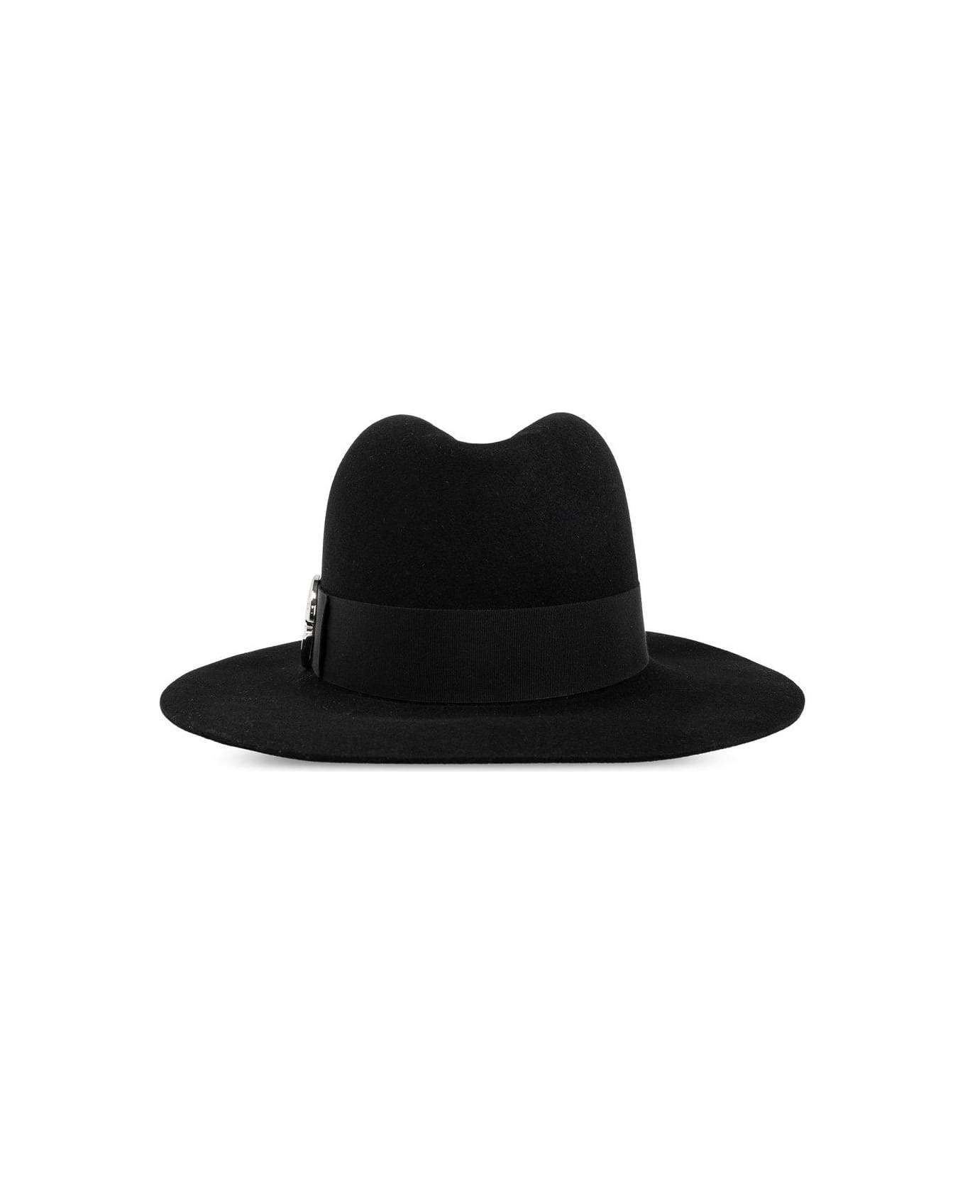 Alexander McQueen Arch Buckle Fedora Hat - NERO