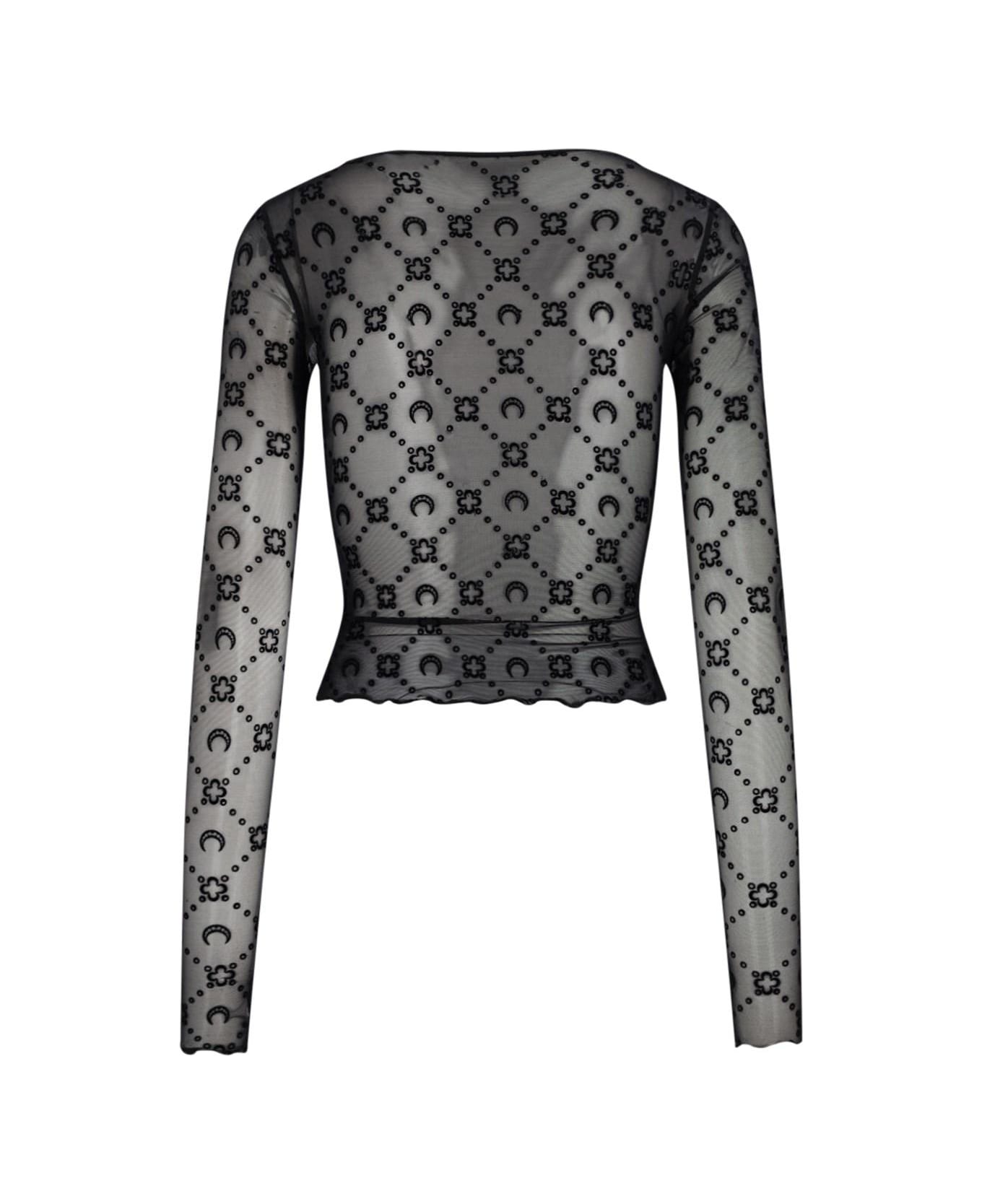 Marine Serre 
moonogoram
 Logo Crop Top - BLACK