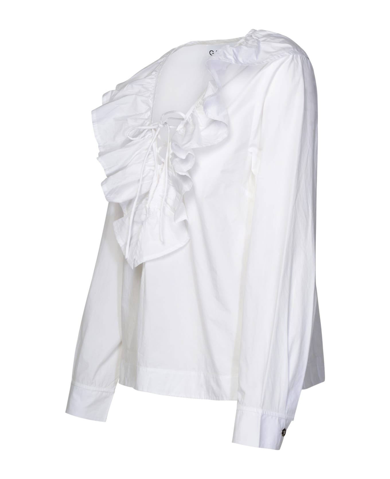 Ganni White Cotton Shirt - Bianco