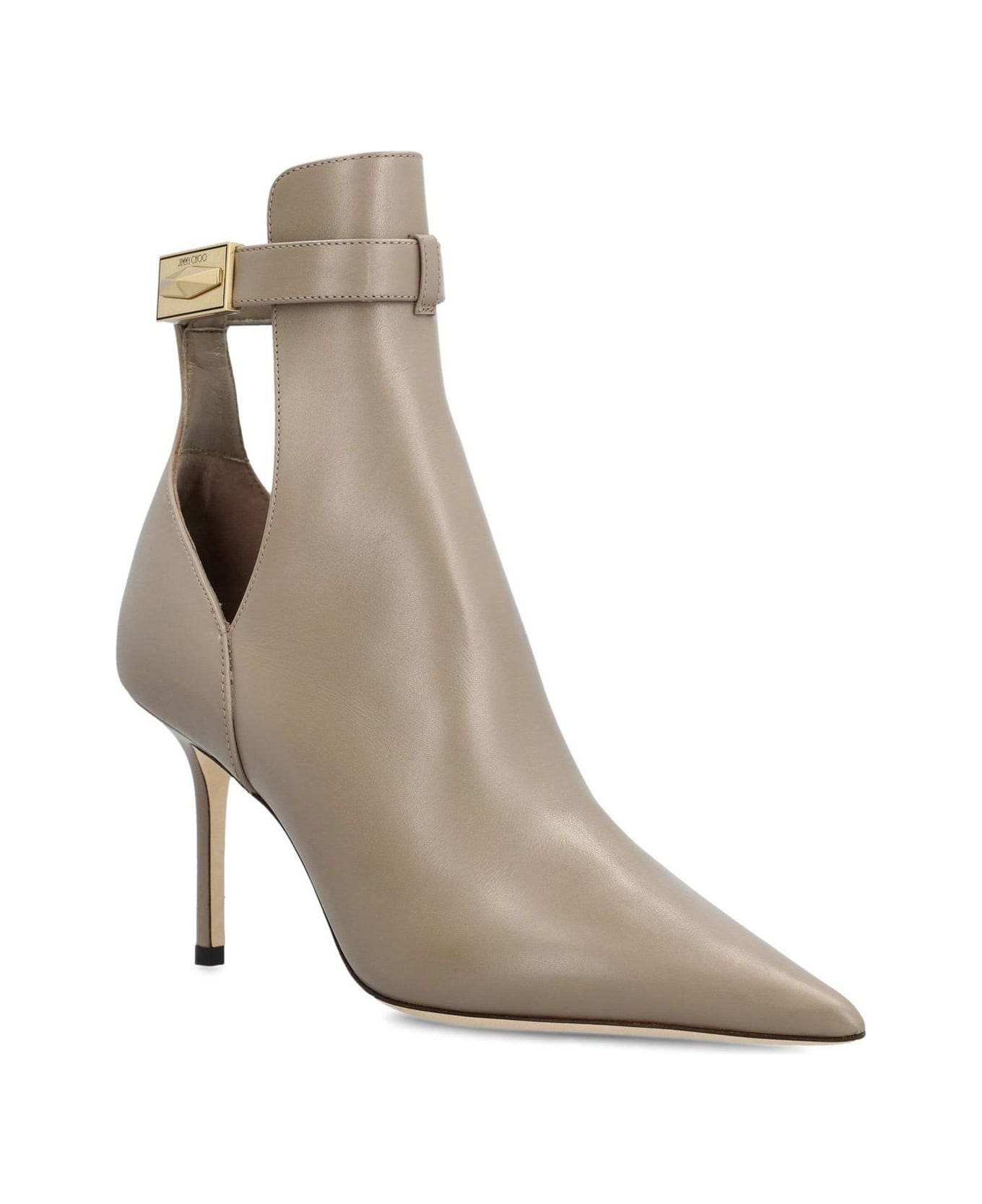 Jimmy Choo Nell 85 Cut-out Pointed-toe Ankle Boots - Dove Grey