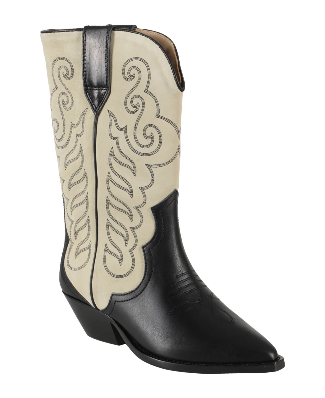 Isabel Marant Black And Beige Suede Western Boots - Black Ecru Bkec