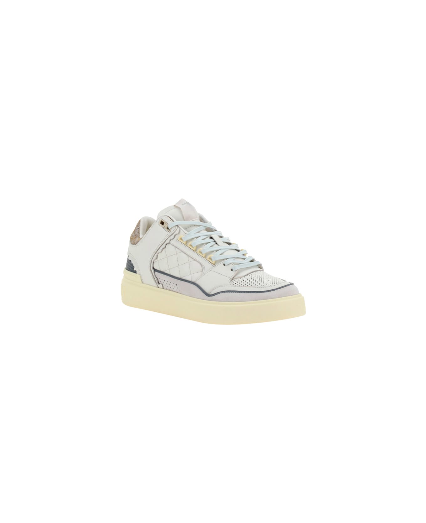 Balmain B Court Mid Top Sneakers - WHITE/GREY