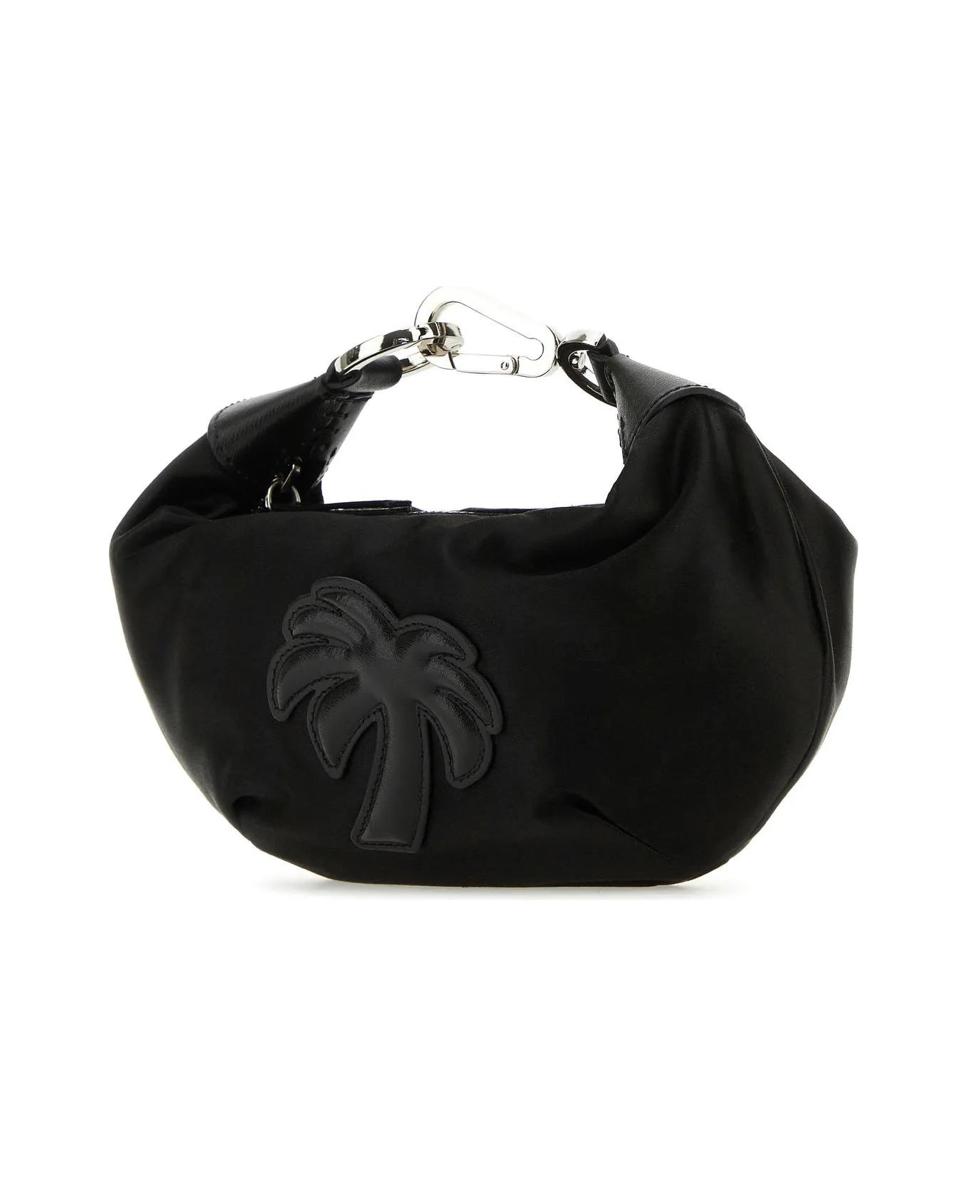 Palm Angels Palm Patch Zipped Mini Satin Hobo Bag - BLACK