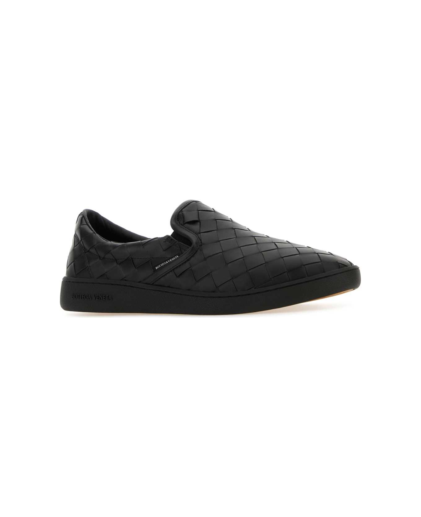 Bottega Veneta Black Leather Sawyer Slip Ons - BLK