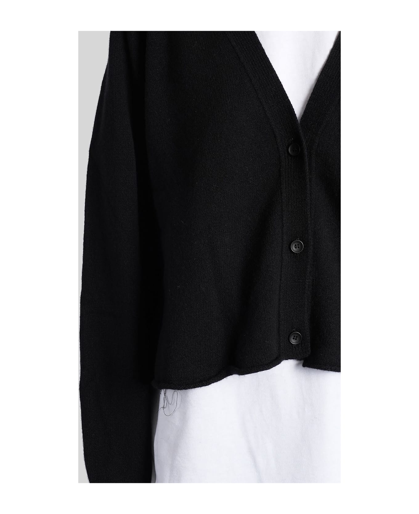 Laneus Cardigan In Black Wool - black