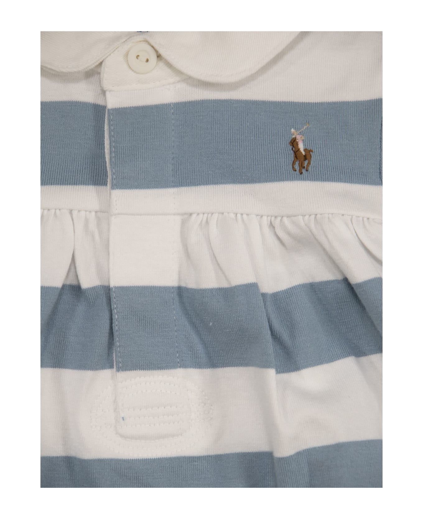 Polo Ralph Lauren Striped Jersey Rugby Dress With Culottes - Blue/white