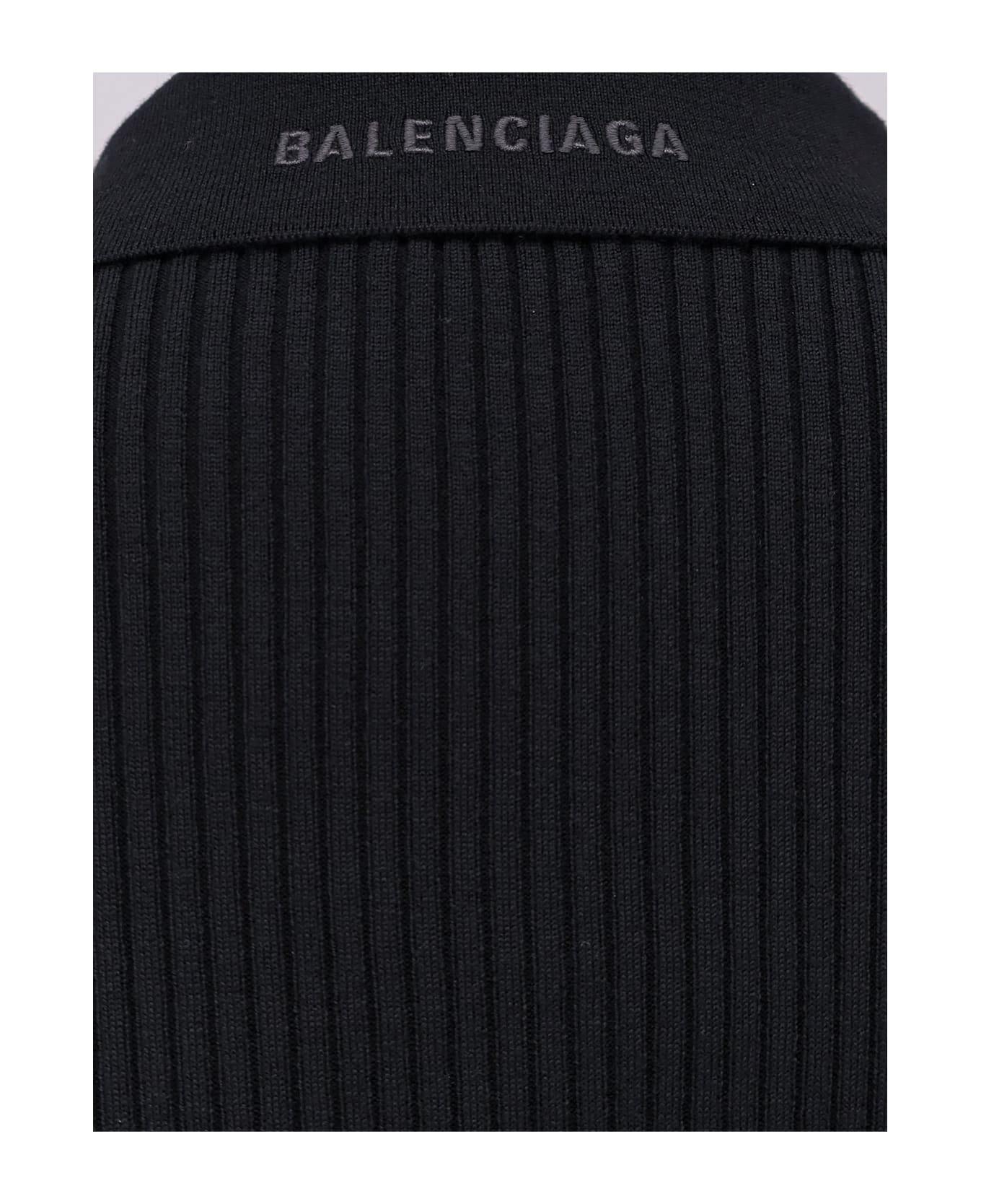 Balenciaga Polo Wool Blend Mini Dress - Black