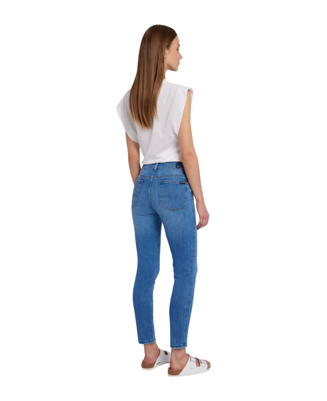 7 For All Mankind Roxanne Ankle - Mid Blue デニム