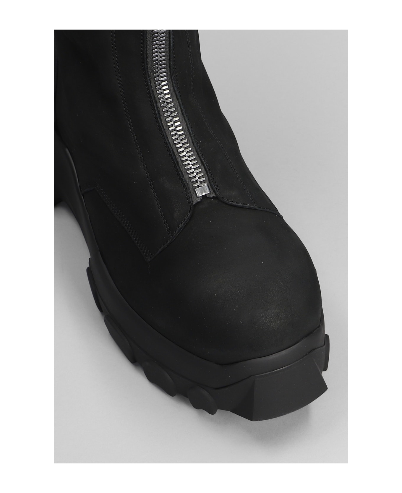 Rick Owens Moto Turbo Tractor Combat Boots In Black Leather - black ブーツ